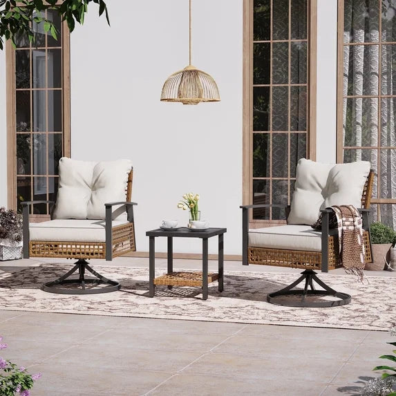 Quiet Moments™ Harmony Swivel & Rocking Patio Conversation Set – 3 Piece Beige Collection