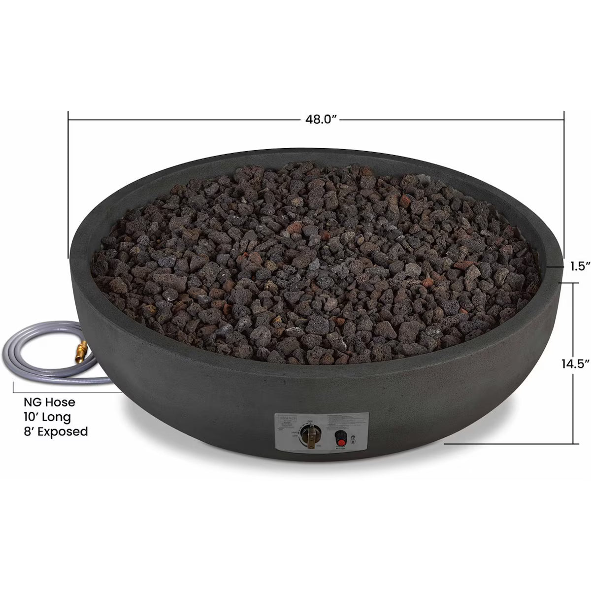 Quiet Moments™ Grand Lake Signature 48" Concrete Fire Bowl – Natural Gas