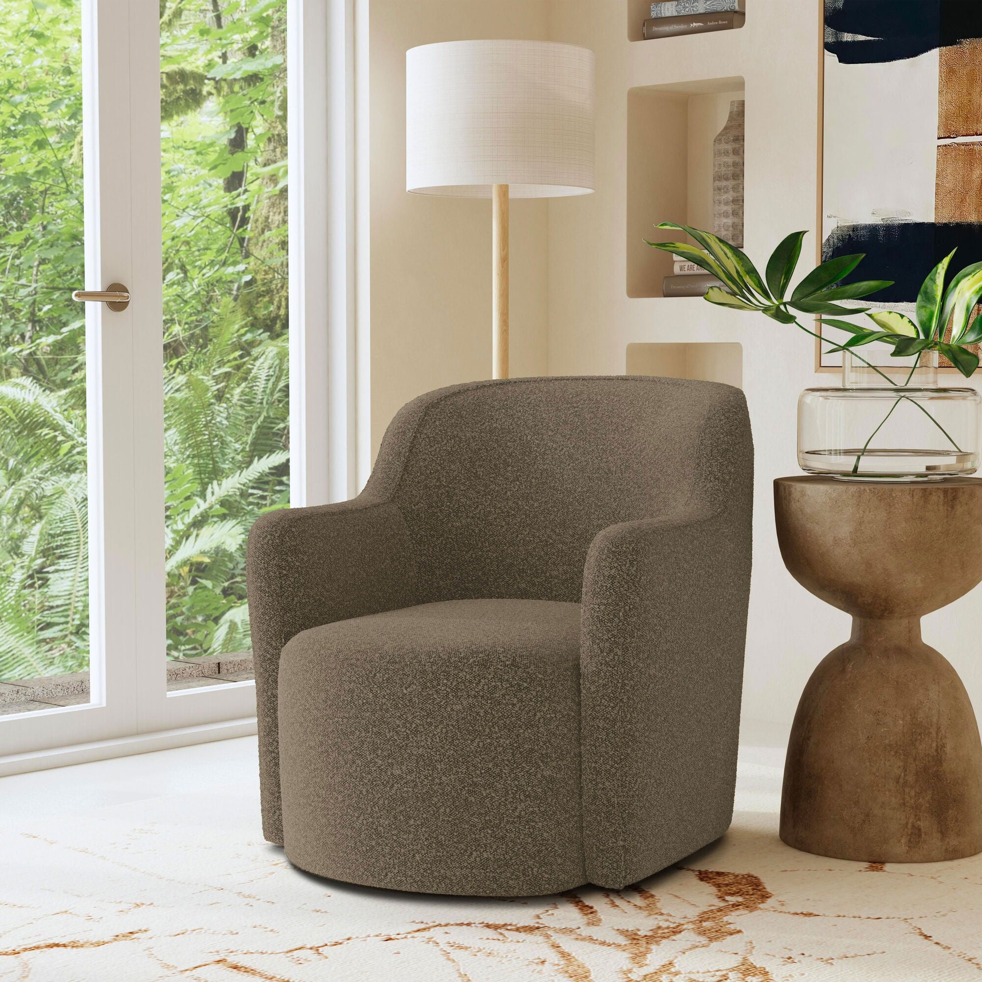 Quiet Curve™ Bouclé Swivel Chair