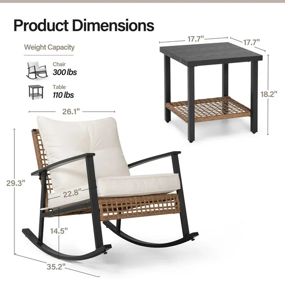 Quiet Moments™ Serenity 3-Piece Rocking Chair Patio Set – Beige