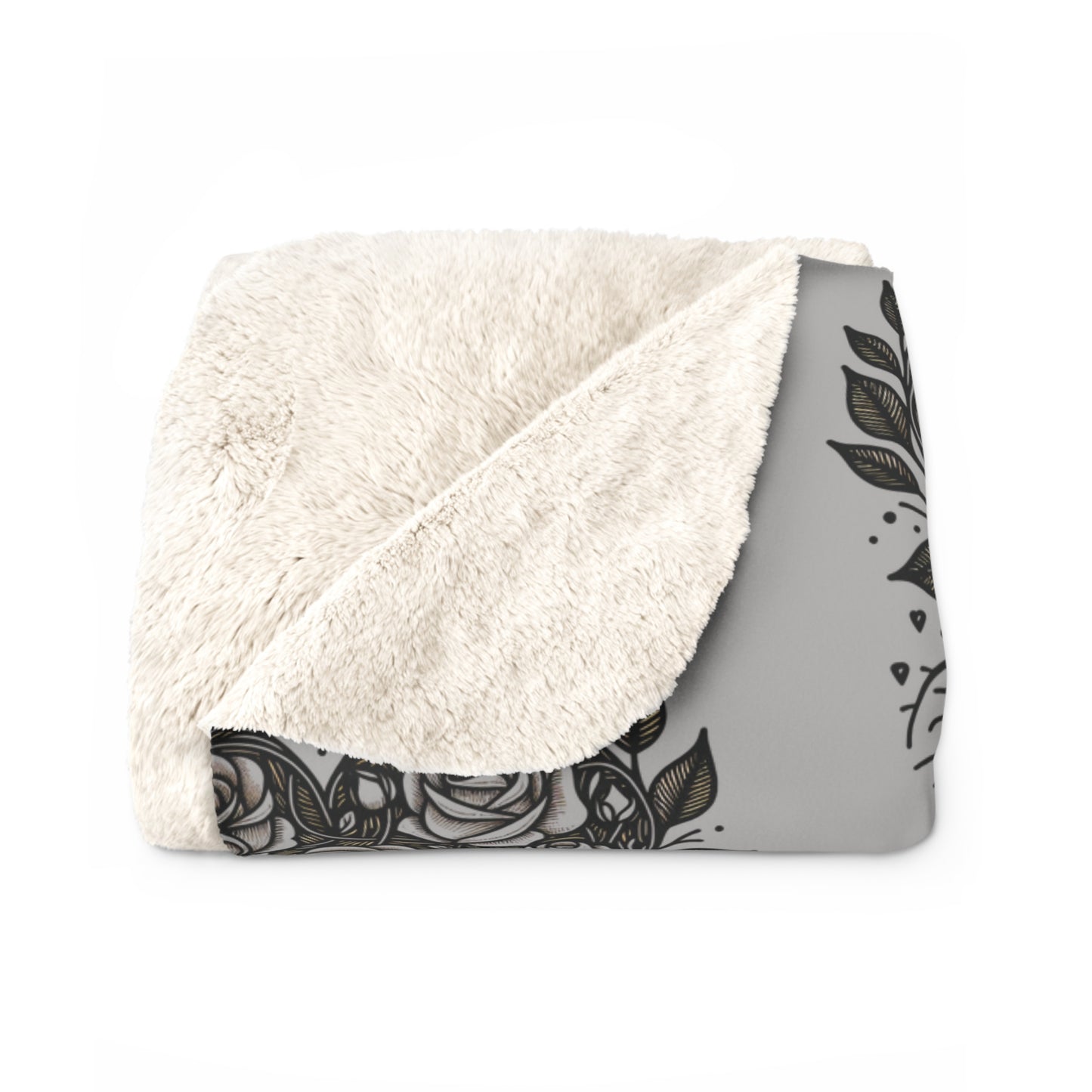 Sherpa Fleece Blanket - Rooted in Love Heart and Roses Design