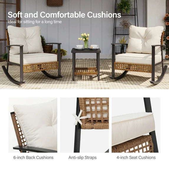 Quiet Moments™ Serenity 3-Piece Rocking Chair Patio Set – Beige