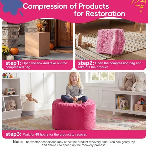 Little Blessings™ Cozy Cloud Memory Foam Kids Bean Bag Chair – Velvet Pink