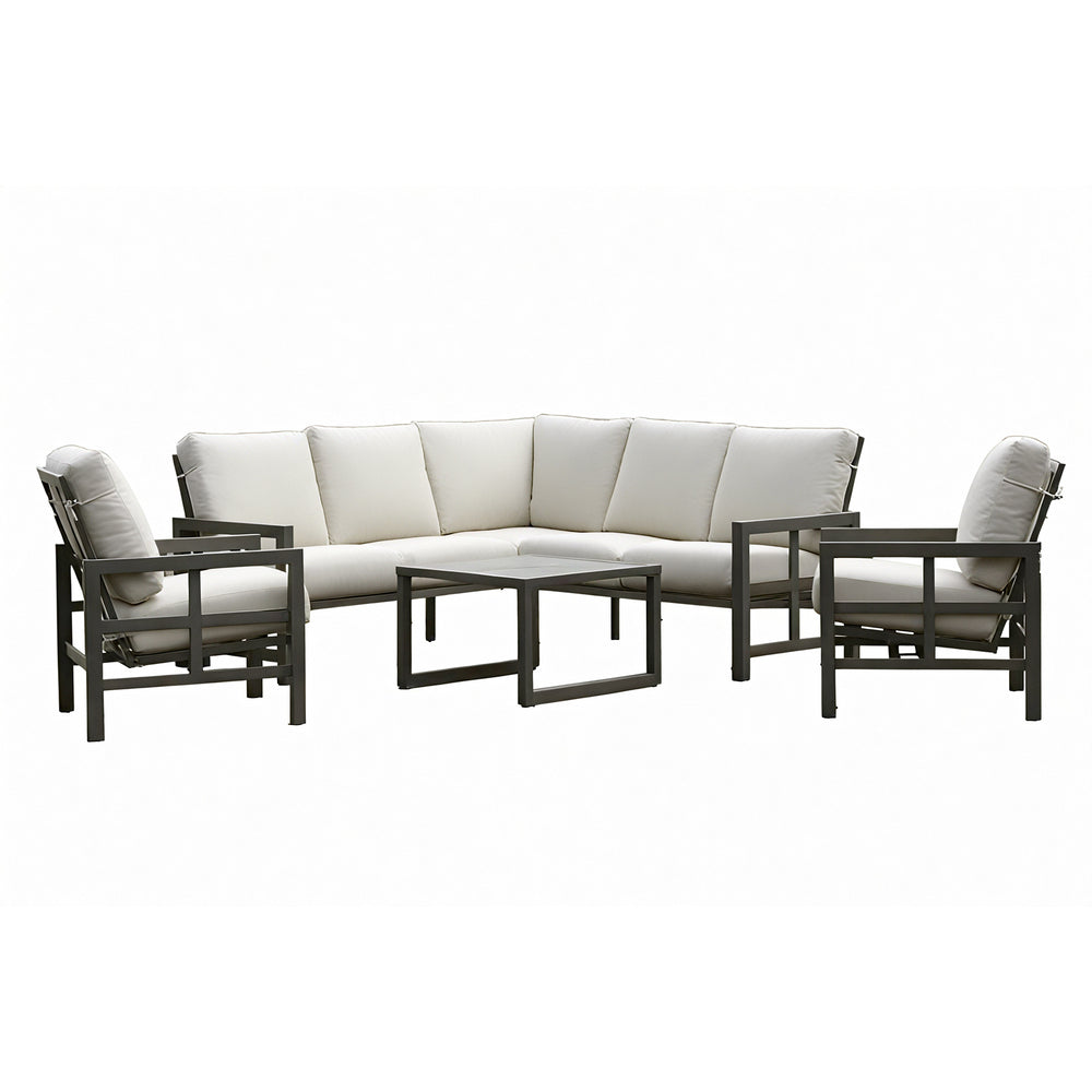 xBeStill Home™ Berkley Bay 4-Piece Outdoor Patio Seating Set – Wicker Conversation Furniture with Beige Cushions