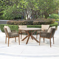 xBeStill Home™ Wilmington 5-Piece Outdoor Patio Dining Set – Wicker Rope Chairs & Stone Top Table
