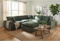 xBeStill Home™ Zone Modular L-Shaped Sectional Sofa with Oversized Ottoman – Green Fabric