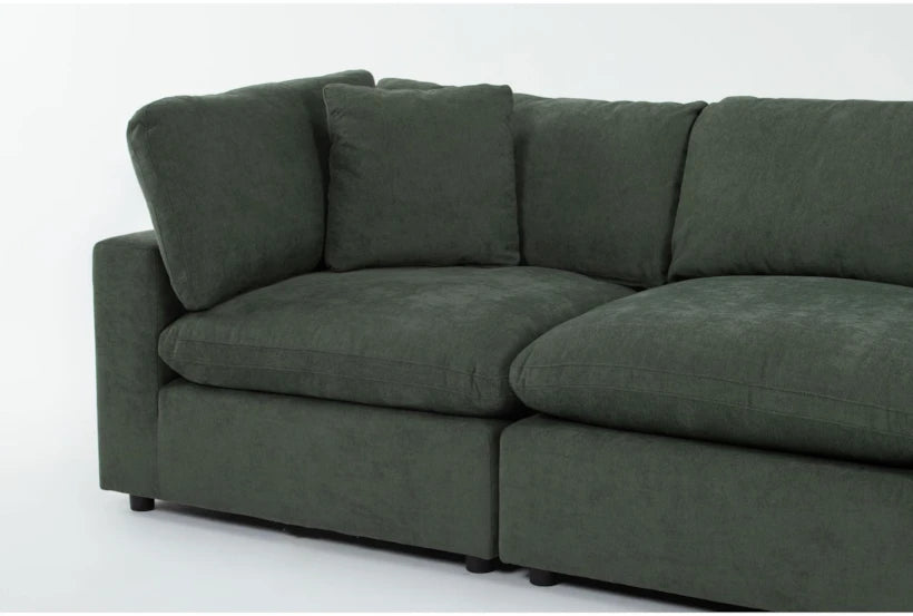 xBeStill Home™ Zone Modular L-Shaped Sectional Sofa with Oversized Ottoman – Green Fabric