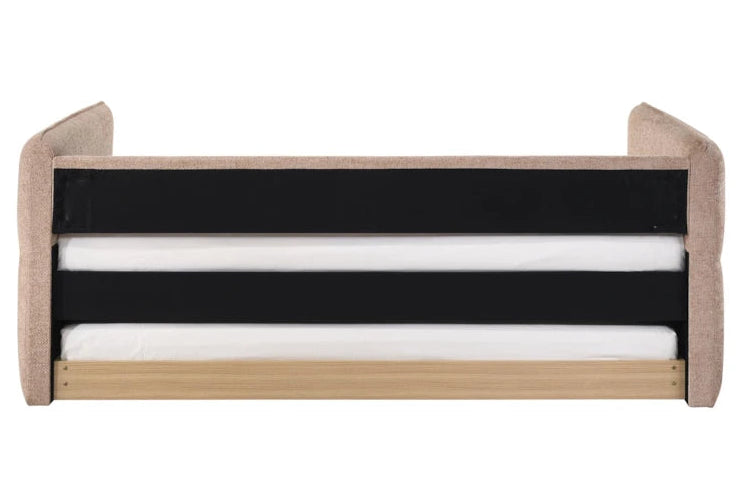 Toy box with black and white striped interior on a white background