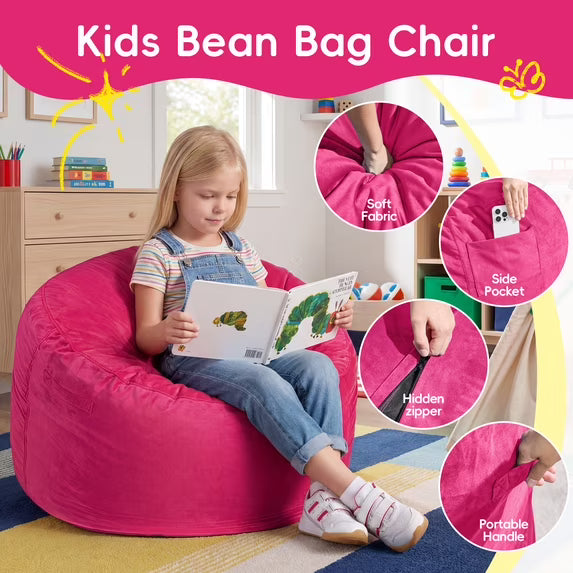 Little Blessings™ Cozy Cloud Memory Foam Kids Bean Bag Chair – Velvet Pink