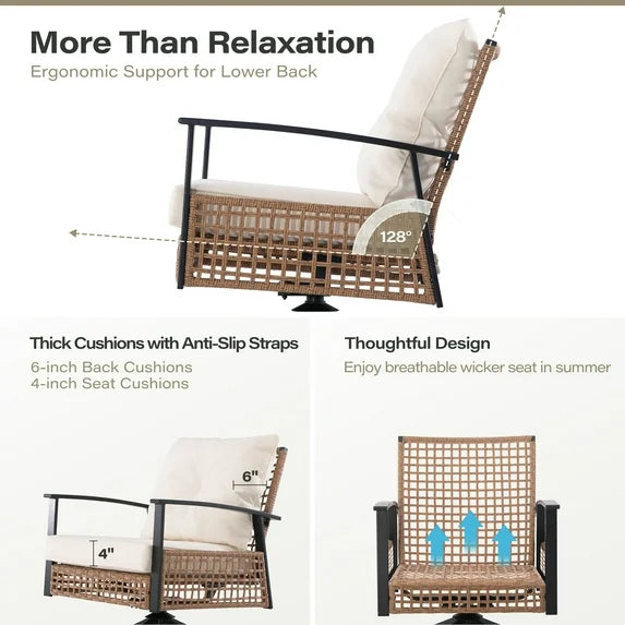 Quiet Moments™ Harmony Swivel & Rocking Patio Conversation Set – 3 Piece Beige Collection