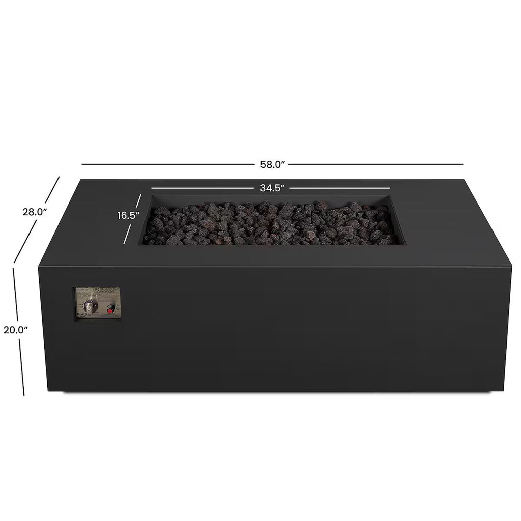 Covewood 58" Rectangular Aluminum Propane Fire Pit (Charcoal)