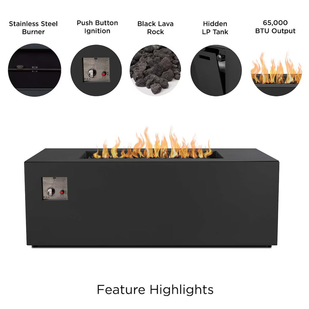 Covewood 58" Rectangular Aluminum Propane Fire Pit (Charcoal)