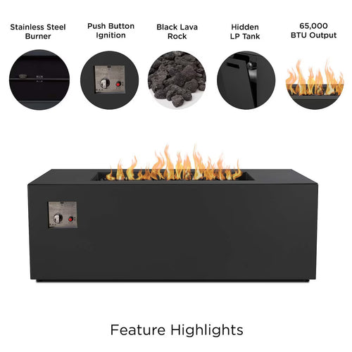 Covewood 58" Rectangular Aluminum Propane Fire Pit (Charcoal)