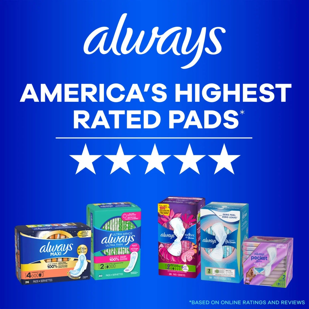 Always Maxi Pads with Wings – Size 5 Extra Heavy Overnight Protection (36 Count)