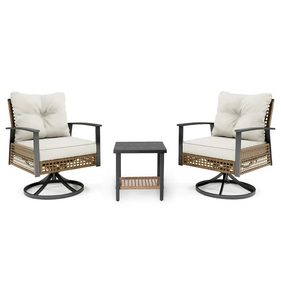 Quiet Moments™ Harmony Swivel & Rocking Patio Conversation Set – 3 Piece Beige Collection