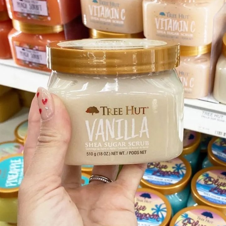Quiet Moments™ Tree Hut Vanilla Shea Sugar Body Scrub 18oz – Hydrating Vegan Exfoliating Spa Body Polish Paraben-Free