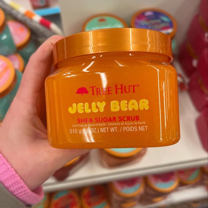 Quiet Moments™ Tree Hut Jelly Bear Shea Sugar Body Scrub 18oz – Hydrating Vegan Exfoliating Body Polish with Shea Butter