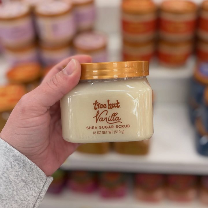 Quiet Moments™ Tree Hut Vanilla Shea Sugar Body Scrub 18oz – Hydrating Vegan Exfoliating Spa Body Polish Paraben-Free