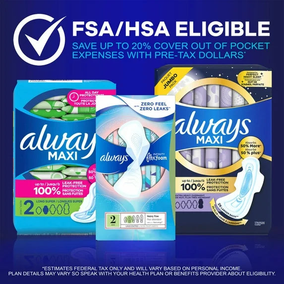 Always Maxi Pads with Wings – Size 5 Extra Heavy Overnight Protection (36 Count)