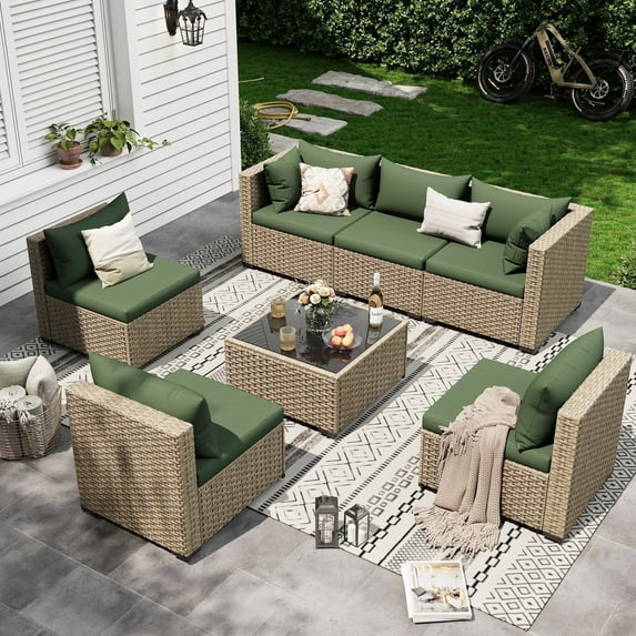 Quiet Moments™ Haven 7-Piece Outdoor Sectional Conversation Set – Green