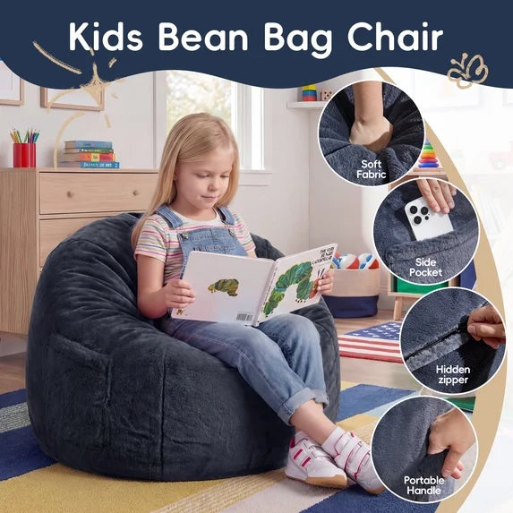Little Blessings™ Cozy Cloud Memory Foam Kids Bean Bag Chair – Plush Blue