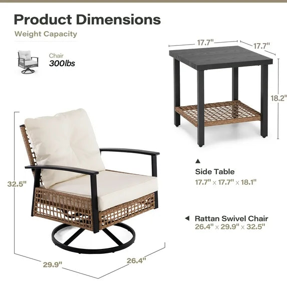Quiet Moments™ Harmony Swivel & Rocking Patio Conversation Set – 3 Piece Beige Collection