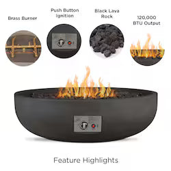Quiet Moments™ Grand Lake Signature 48" Concrete Fire Bowl – Natural Gas
