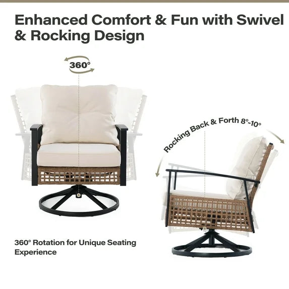 Quiet Moments™ Harmony Swivel & Rocking Patio Conversation Set – 3 Piece Beige Collection