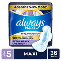 Always Maxi Pads with Wings – Size 5 Extra Heavy Overnight Protection (36 Count)