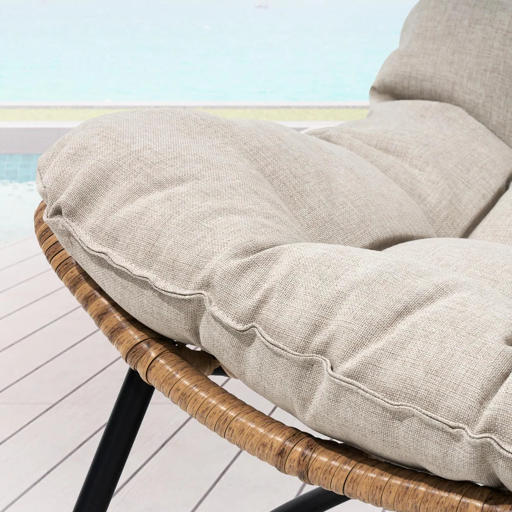 xBeStill Retreat™ Double Papasan Loveseat with Cushion – All-Weather PE Rattan Indoor & Outdoor Lounge Chair