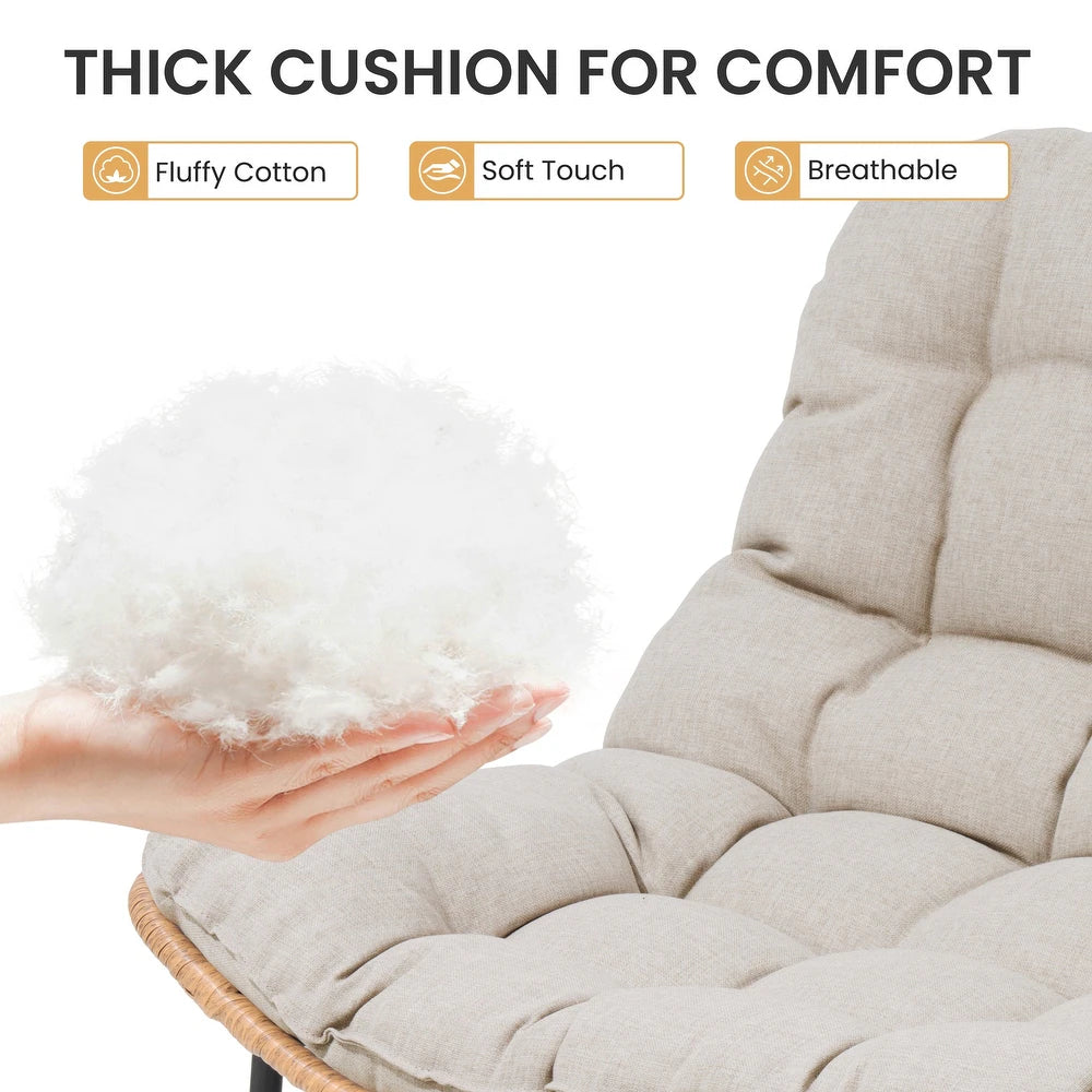 xBeStill Retreat™ Double Papasan Loveseat with Cushion – All-Weather PE Rattan Indoor & Outdoor Lounge Chair