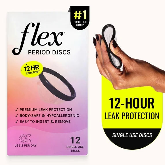 Flex Period Discs – One-Time-Use Menstrual Discs | Body-Safe, 12-Hour Wear (12 Count)