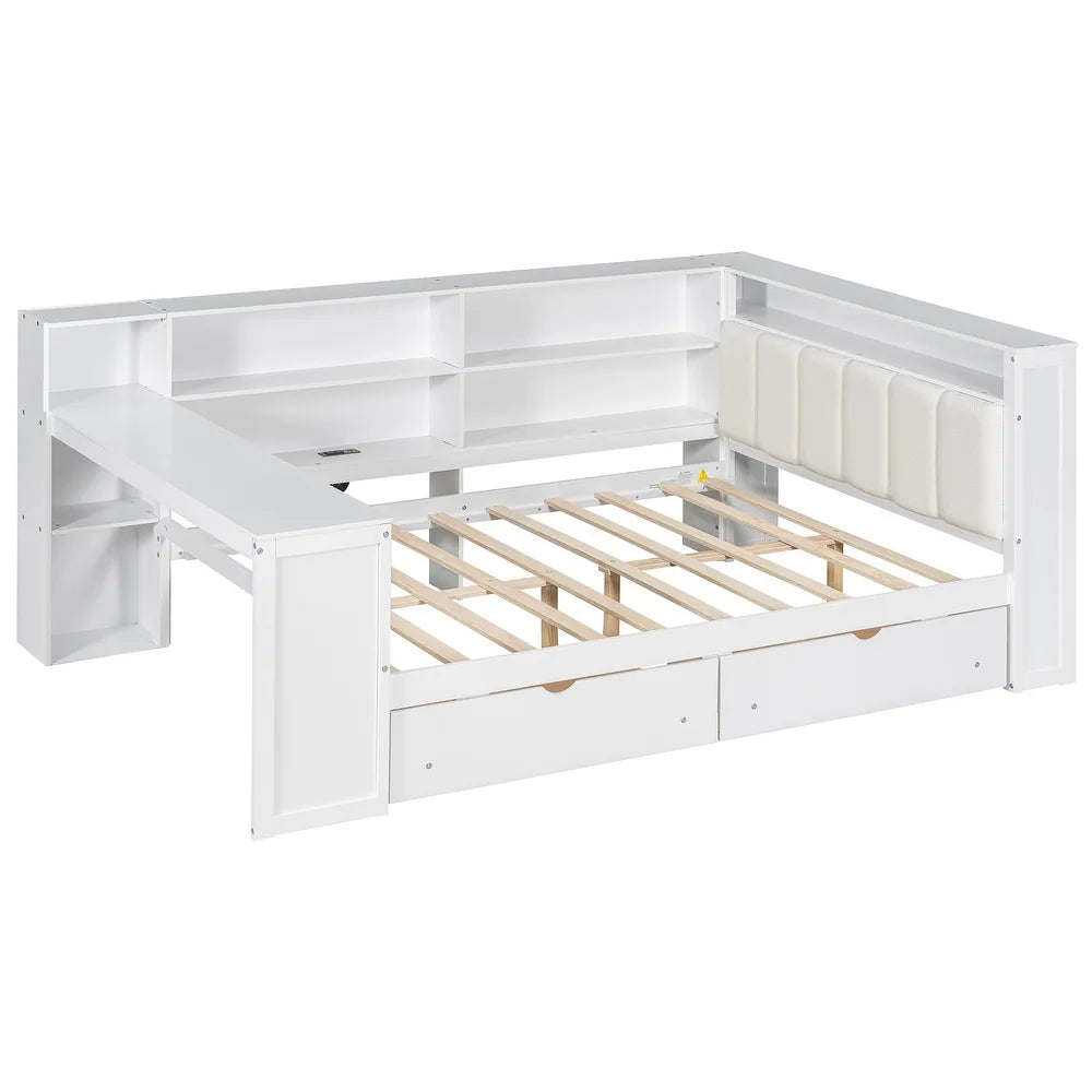 xBeStill Haven™ Full Storage Bed with LED Lighting, Charging Station & Study Desk