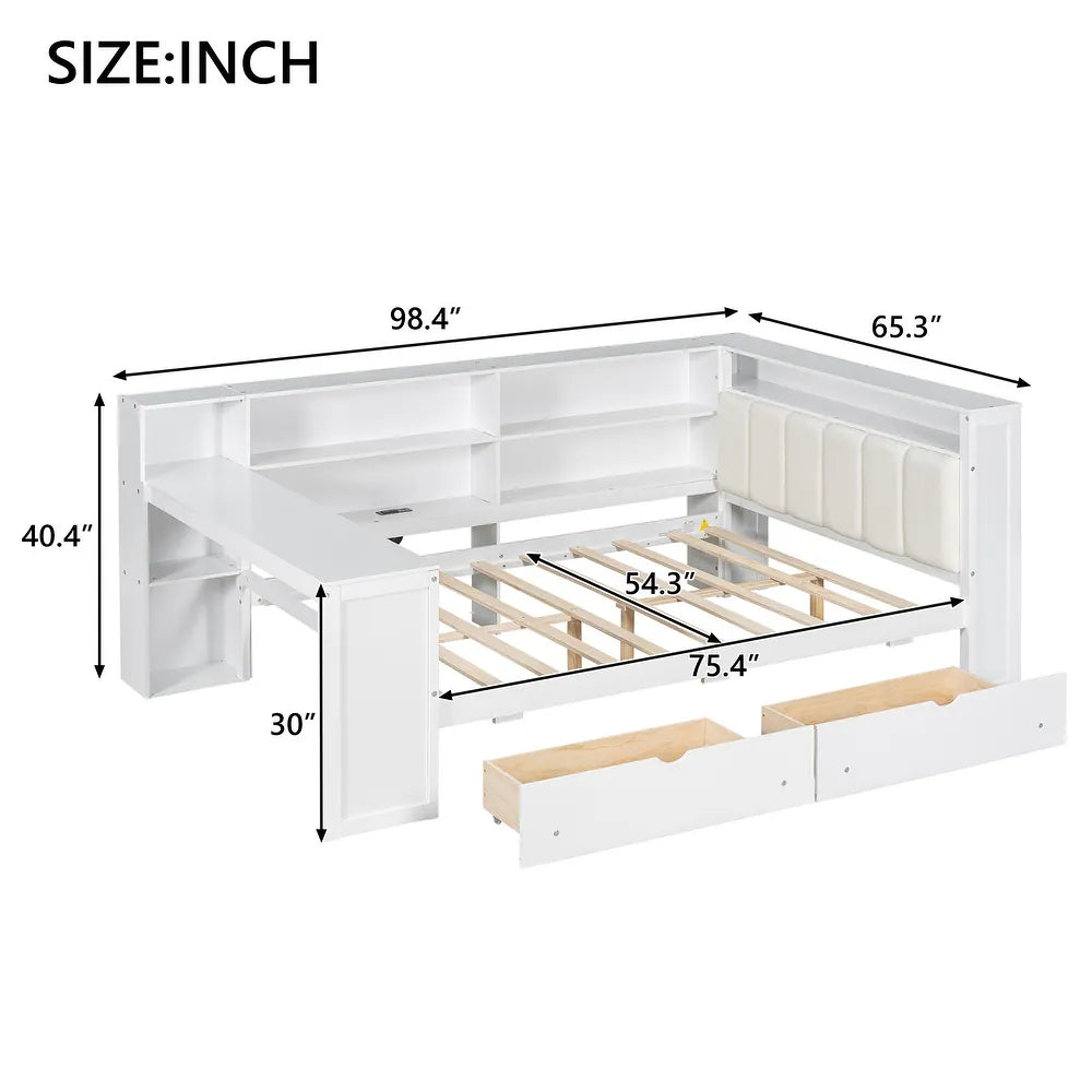 xBeStill Haven™ Full Storage Bed with LED Lighting, Charging Station & Study Desk