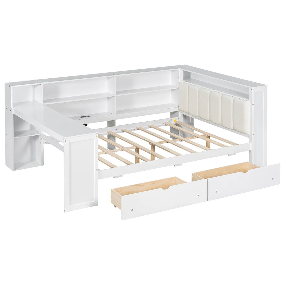 xBeStill Haven™ Full Storage Bed with LED Lighting, Charging Station & Study Desk