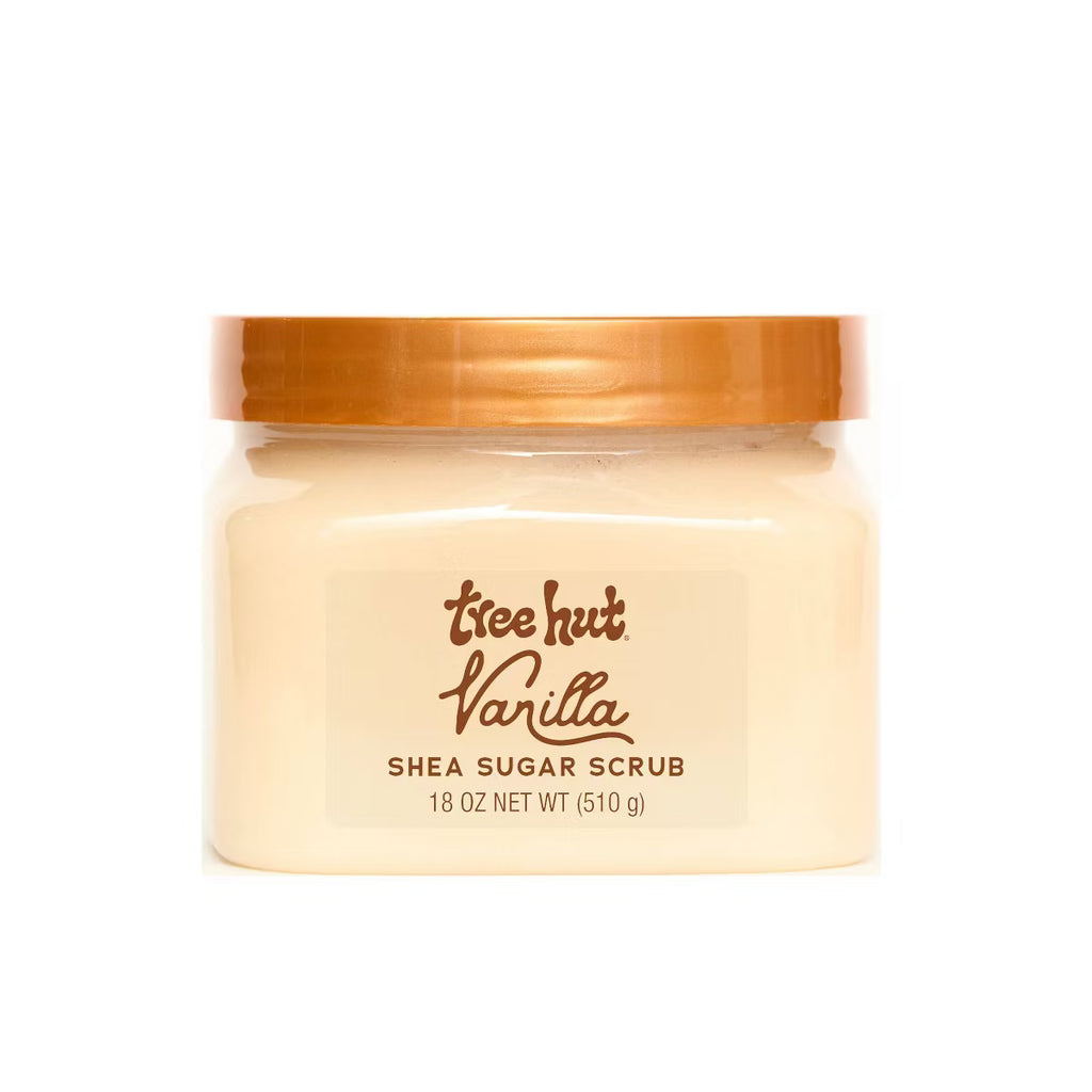 Quiet Moments™ Tree Hut Vanilla Shea Sugar Body Scrub 18oz – Hydrating Vegan Exfoliating Spa Body Polish Paraben-Free