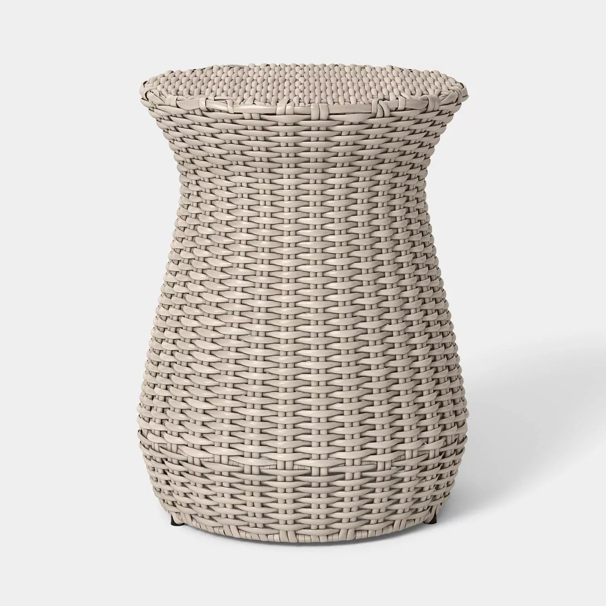 xBeStill Home™ All-Weather Wicker Round Rope Patio End Table Tan Outdoor Accent Table Threshold Style