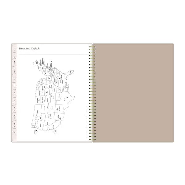 xBeStill Plans™ 2026–2027 8.5”x11” Weekly & Monthly Planner RP Dalmatia Tan Wirebound Organizer