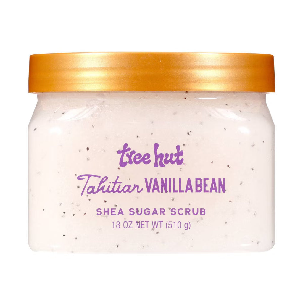 Quiet Moments™ Tree Hut Tahitian Vanilla Bean Shea Sugar Body Scrub 18oz – Hydrating Spa Self-Care Body Polish