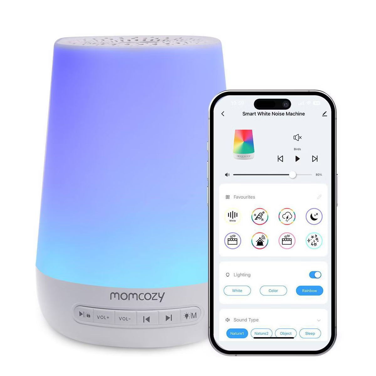 xBeStill Baby™ Momcozy Noise Machine for Baby Sleeping w/ Night Light White Noise Sound Therapy