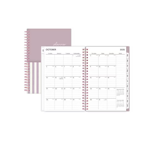 xBeStill Plans™ 2026 Weekly & Monthly Planner 5”x8” Purple Stripe Organizer w/ Double Pockets