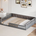 Little Blessings™ Full Size Upholstered Toddler Bed Frame – Cozy Kids Platform Bed with Guardrails &amp; Pillow Gray