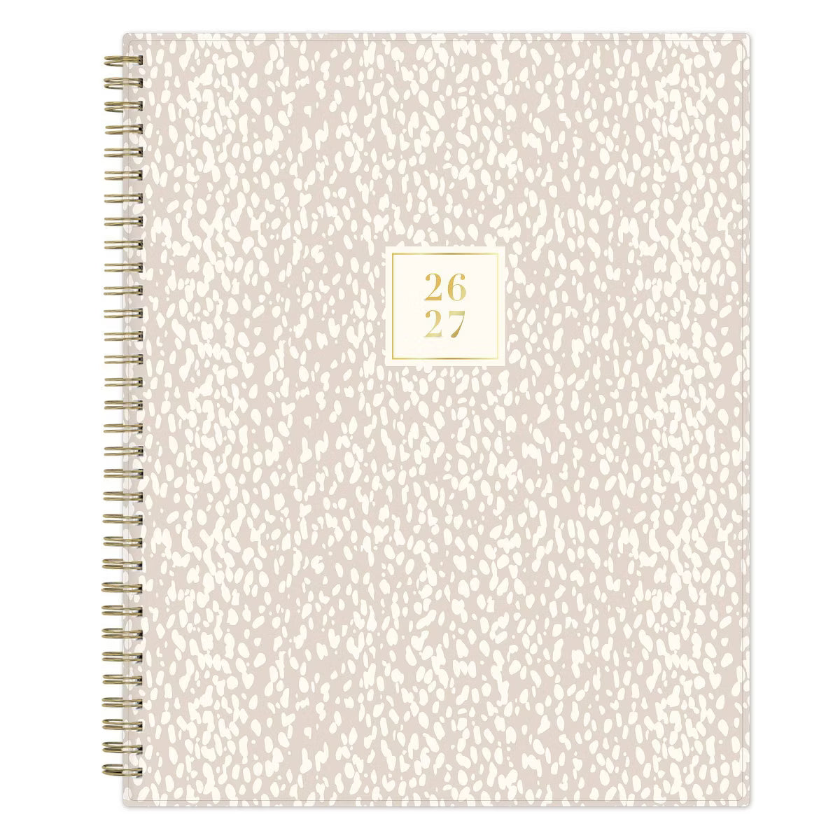 xBeStill Plans™ 2026–2027 8.5”x11” Weekly & Monthly Planner RP Dalmatia Tan Wirebound Organizer