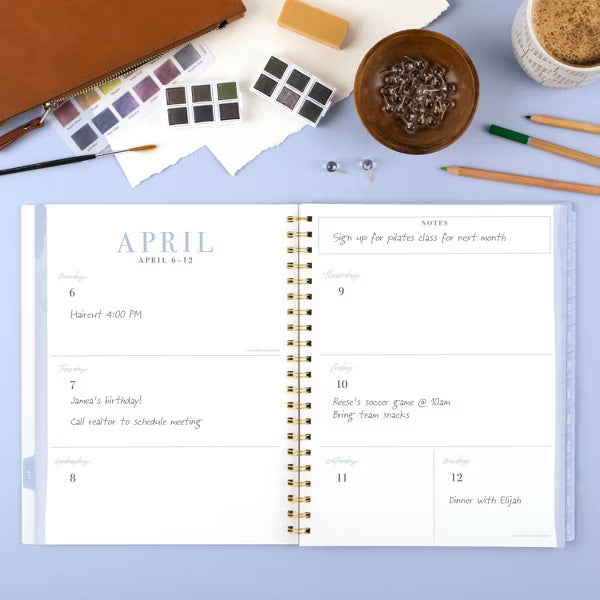 xBeStill Plans™ 2026–2027 Weekly & Monthly Planner 8.5”x11” Large Larkspur Garden Agenda Organizer