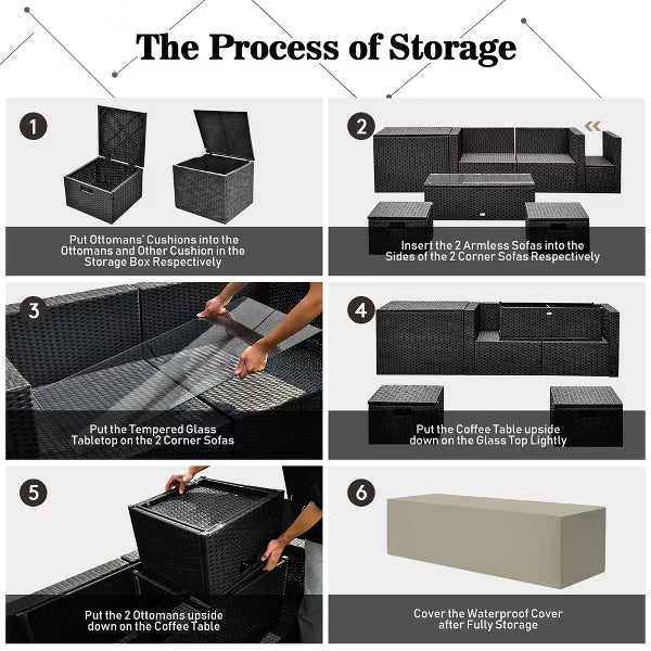 xBeStill Noir Retreat™ 9-Piece Fire Pit Lounge Set for Elevated Outdoor Living