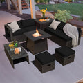 xBeStill Noir Retreat™ 9-Piece Fire Pit Lounge Set for Elevated Outdoor Living