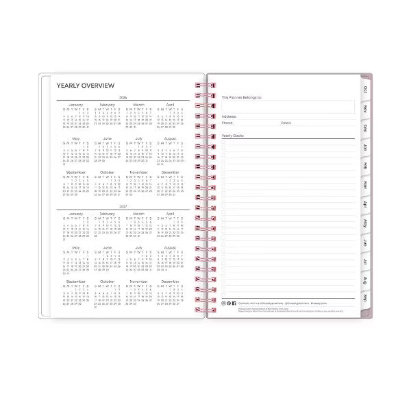 xBeStill Plans™ 2026 Weekly & Monthly Planner 5”x8” Purple Stripe Organizer w/ Double Pockets