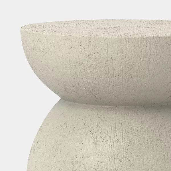 xBeStill Home™ Modern Ceramic Round Patio End Table Cream Outdoor Accent Table Threshold Style