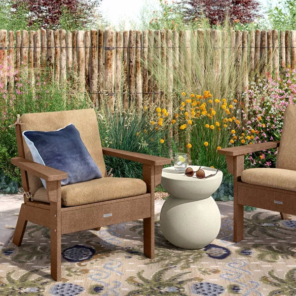 xBeStill Home™ Modern Ceramic Round Patio End Table Cream Outdoor Accent Table Threshold Style