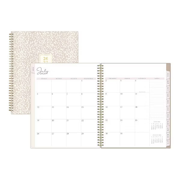 xBeStill Plans™ 2026–2027 8.5”x11” Weekly & Monthly Planner RP Dalmatia Tan Wirebound Organizer